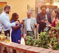 Travelers wine tasting in Tuscany, Italy