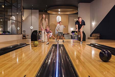 Family photo at bowling alley 