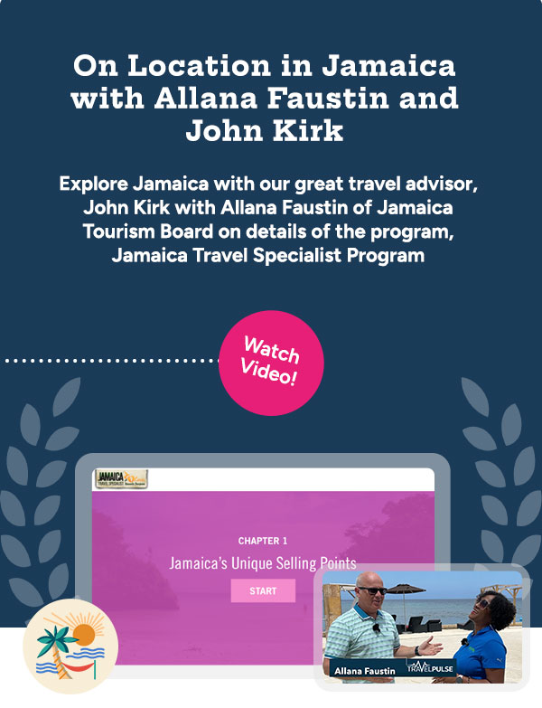 Explore Jamaica with our great travel advisor, John Kirk with Allana Faustin of Jamaica Tourism Board on details of the program, Jamaica Travel Specialist Program. Click here to watch video