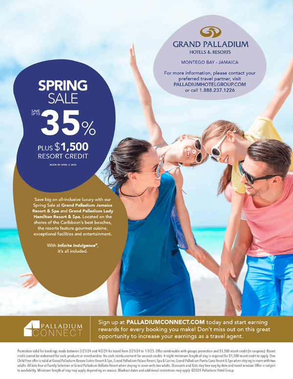 Save up to 35% this Spring with Grand Palladium Hotels & Resorts in Montego Bay.