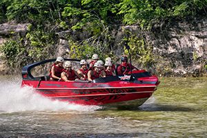 tourists on jetboat