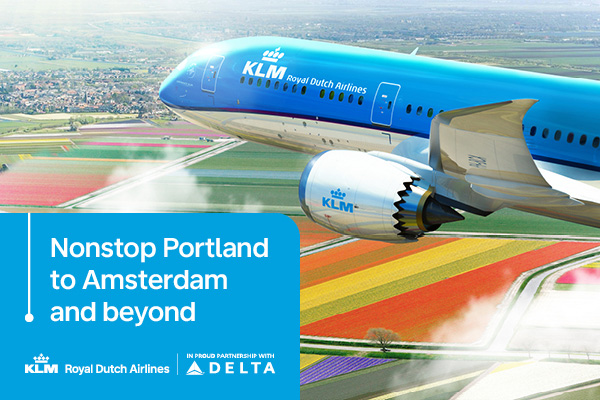 Nonstop Portland to Amsterdam and beyond - KLM Royal Dutch Airlines, in proud partnership with Delta